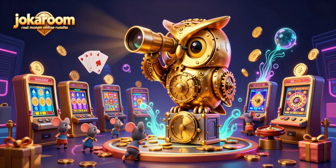 Engage in jokaroom real money online roulette with a vibrant scene of 3D characters and casino elements.